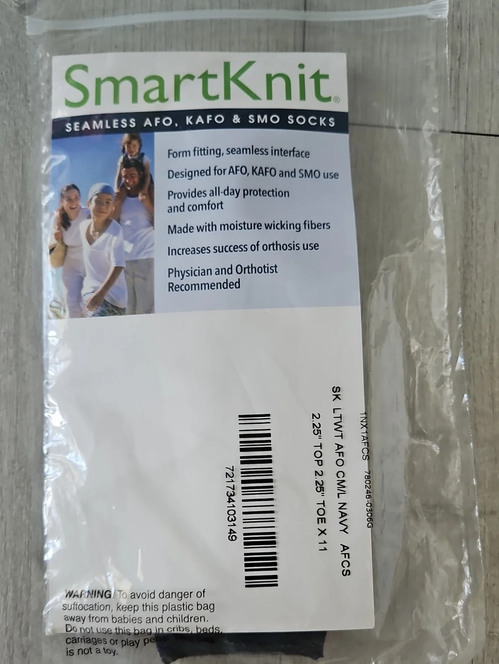Navy Seamless AFO/KAFO/SMO Sock